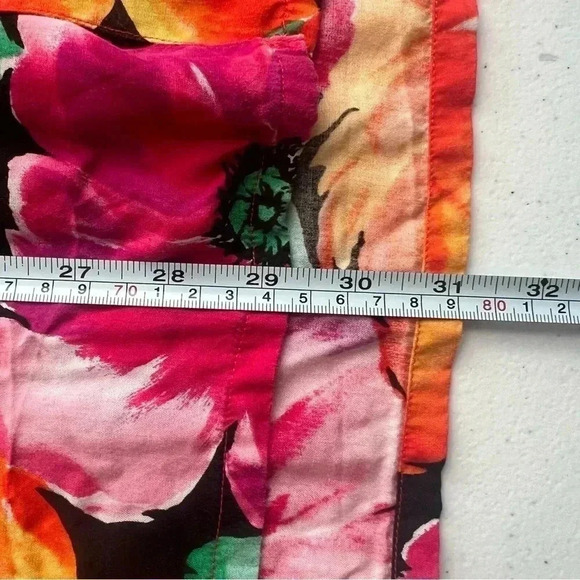 Perry Ellis Vibrant Floral Tulip Button Down Short Sleeves‎ Side Slits Sz XL - Picture 9 of 9